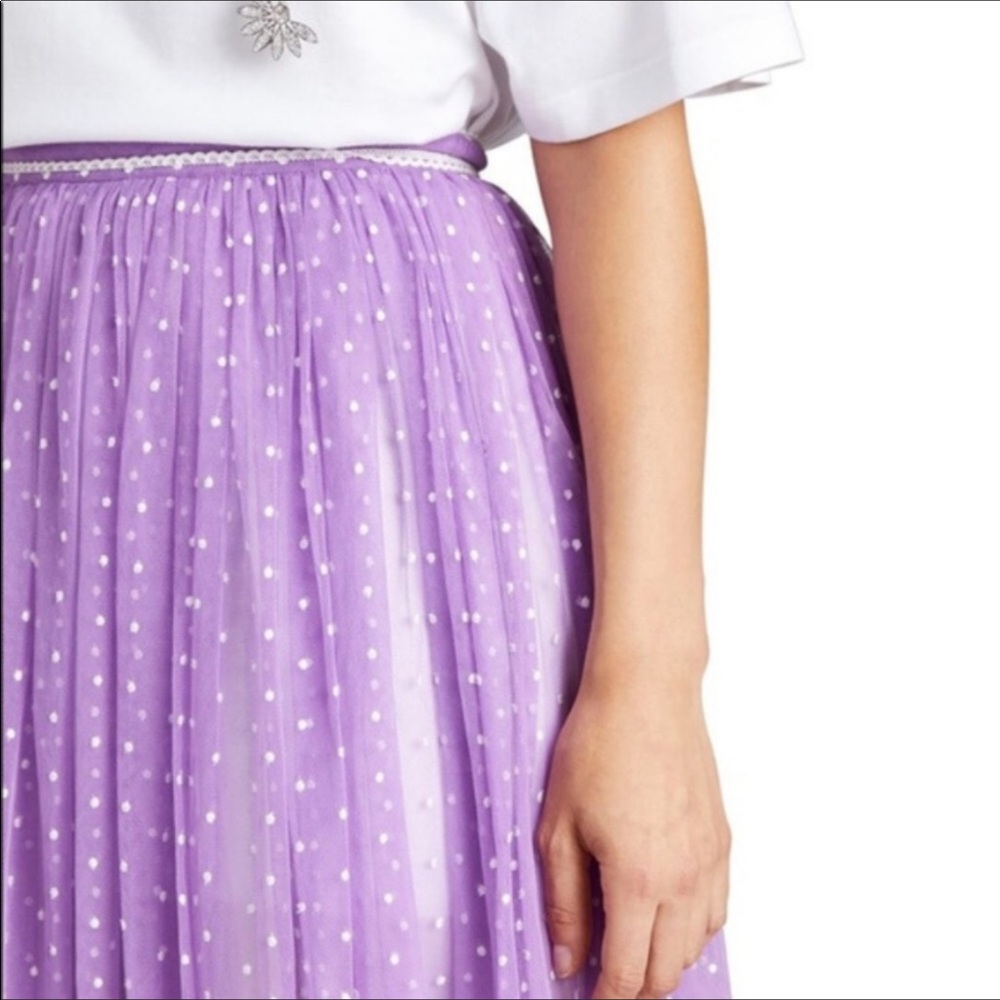 BURBERRY LONDON FLOCKED TULLE MAXI SKIRT LILAC SIZE 10